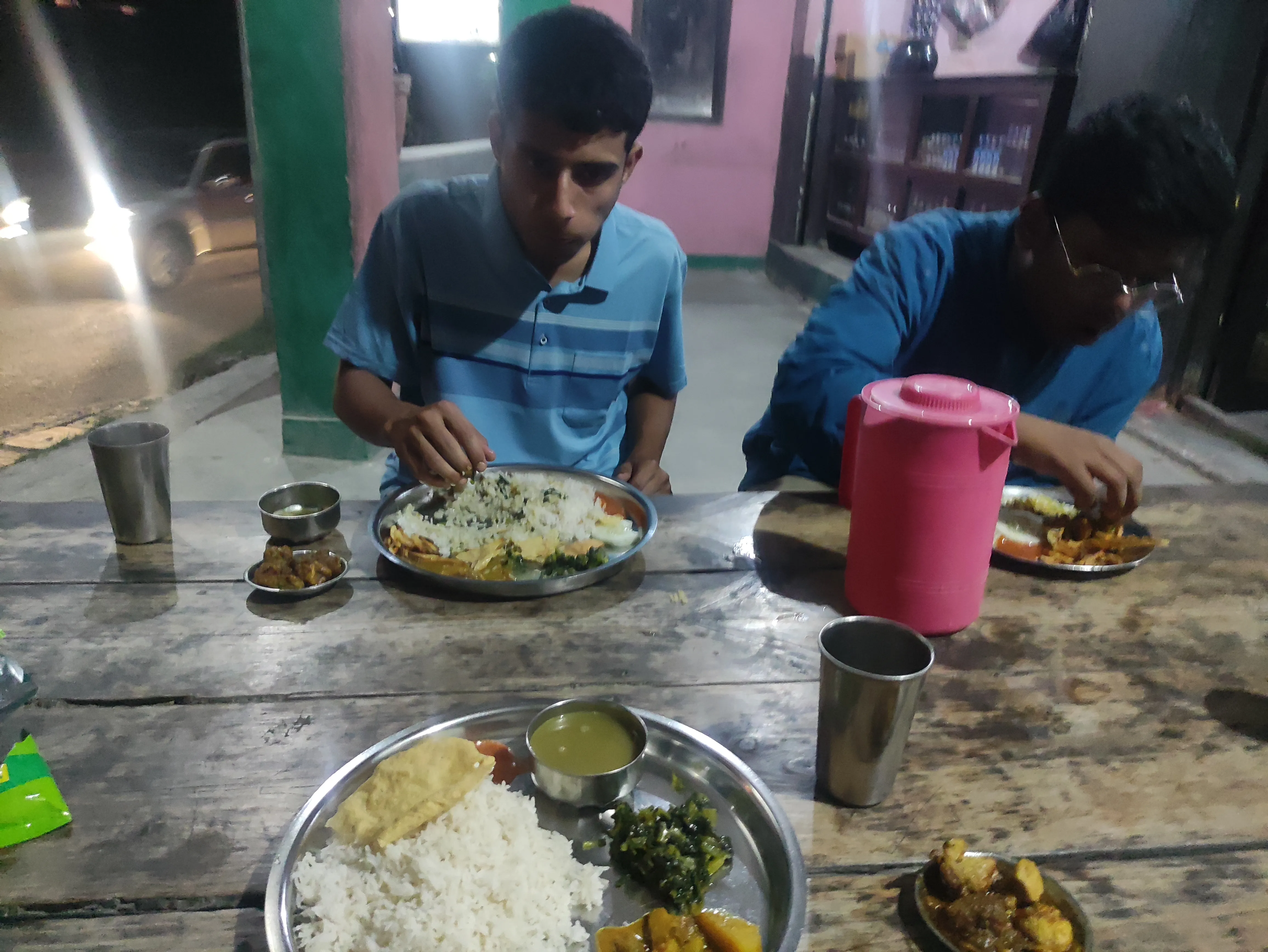 picture of us having food on our journey
